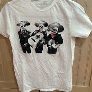 3/$15 k.i.d men’s white tee mariachi skeletons